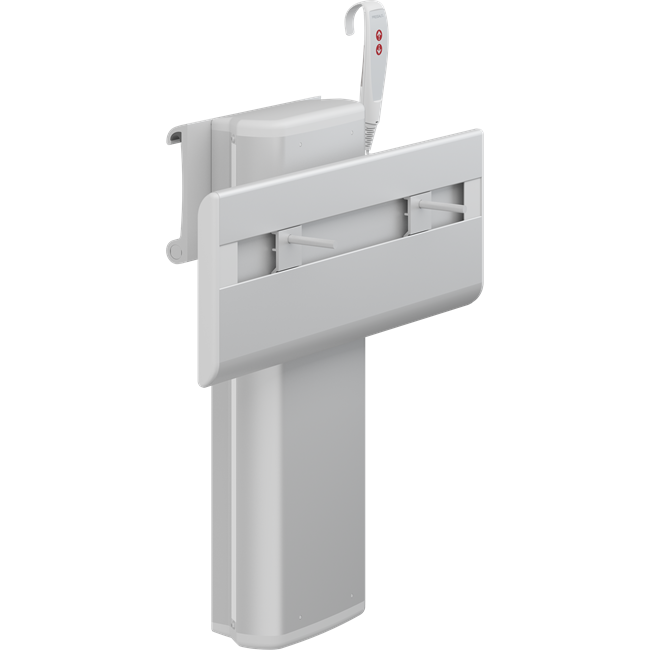 PLUS wash basin bracket with wired hand control, electrically height adjustable and sideways adjustable
