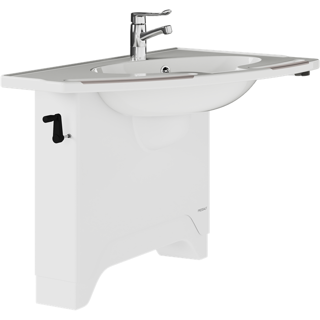 Solution with MATRIX ANGLE DEEP wash basin and manual basin unit, left-facing, height and sideways adjustable