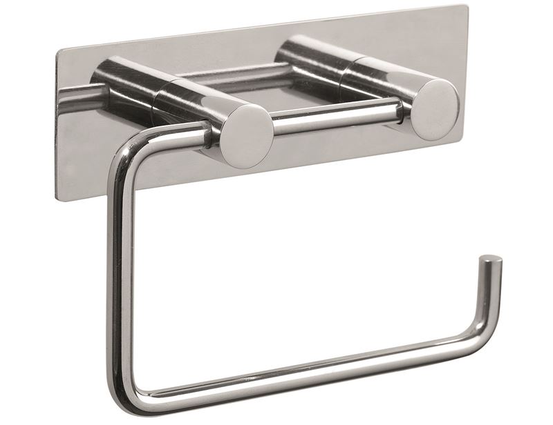 Toilet paper holder with plate, brushed steel