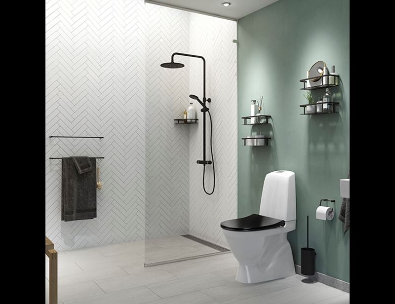 Pressalit Choice Brosse de toilettes à support mural avec coupe verre, noir mat
