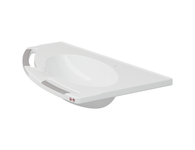 MATRIX ANGLE DEEP wash basin without overflow, left-facing, for powered basin unit