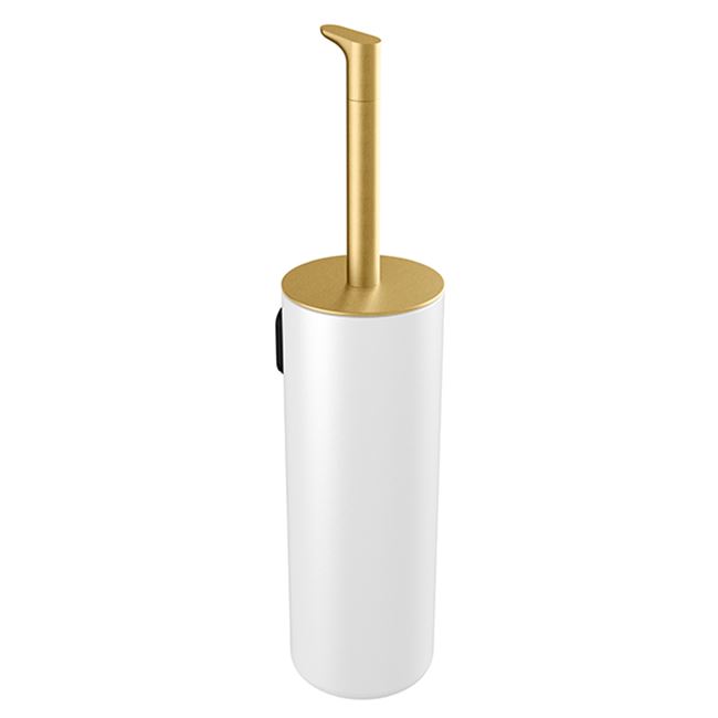 Pressalit Style WC-bürstengarnitur, Messing gebürstet/Weiss