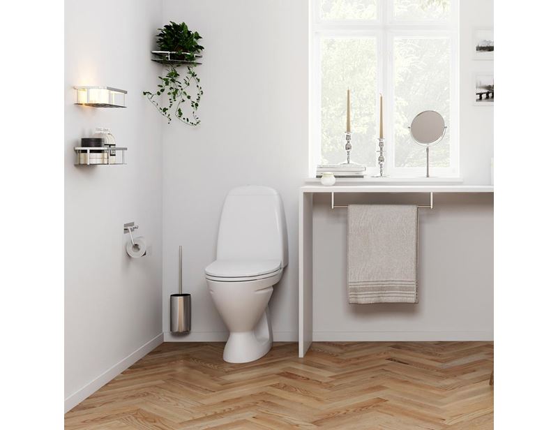 Pressalit Choice Toiletbørste til vægmontage, m/skål, børstet stål