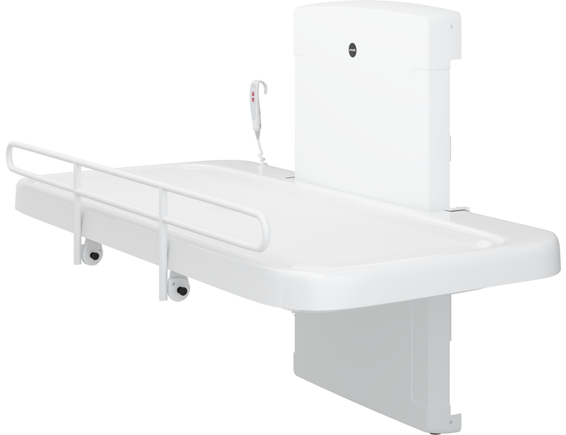 SCT 2000 shower change table, coated mesh cover, electrically height adjustable