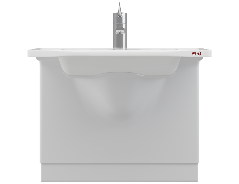 Solution with MATRIX basin unit, electrically height adjustable, and MATRIX MEDIUM wash basin