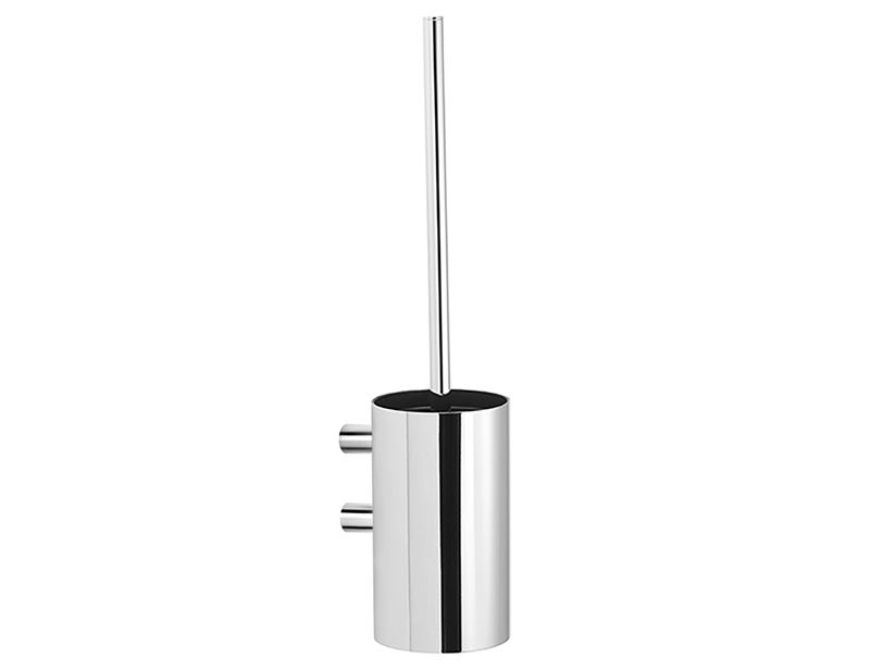 Toilet brush for wall, polished steel
