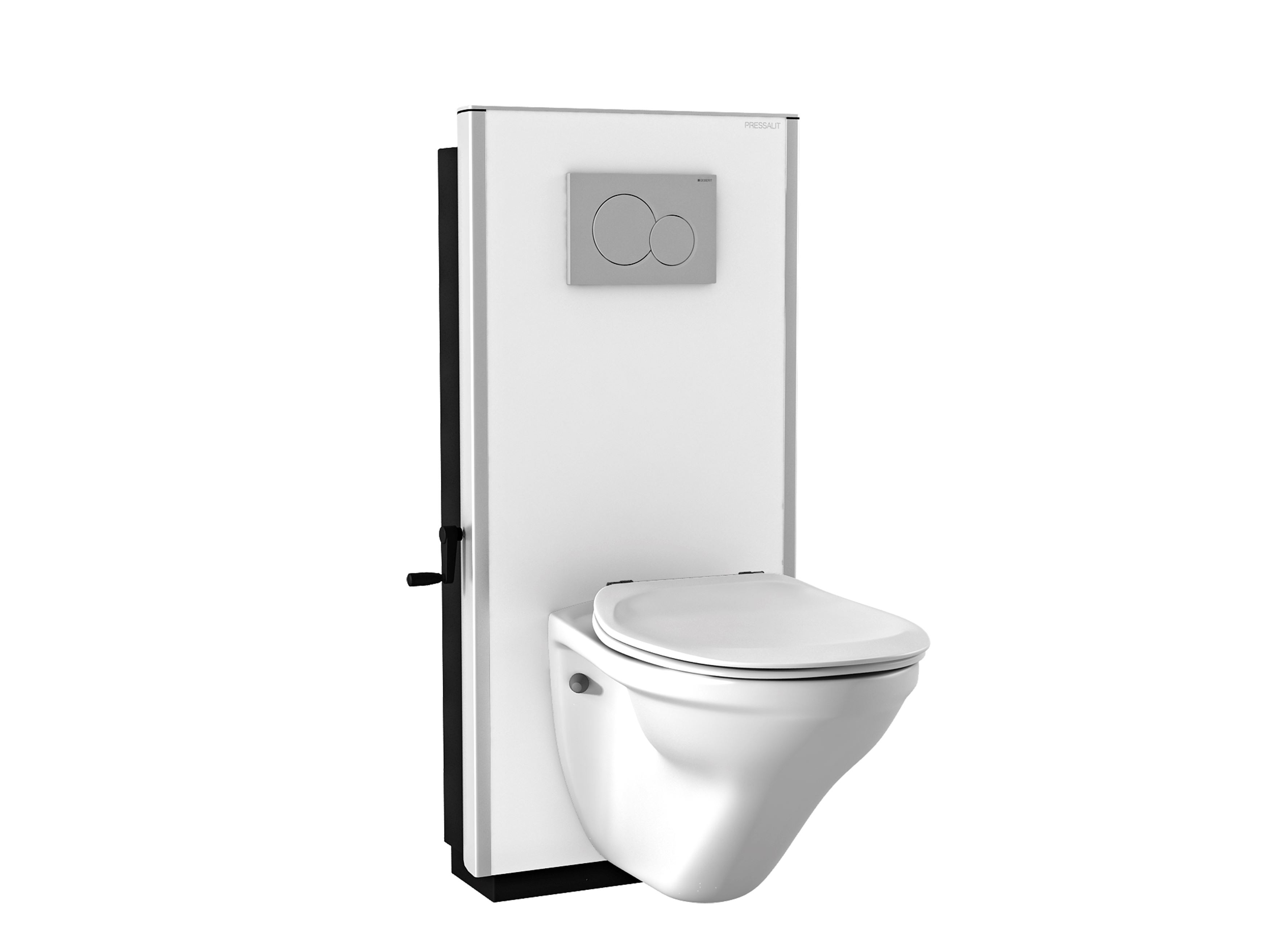 Solution with SELECT TL1 manual toilet lifter, wall hung toilet (short) and toilet seat Dania