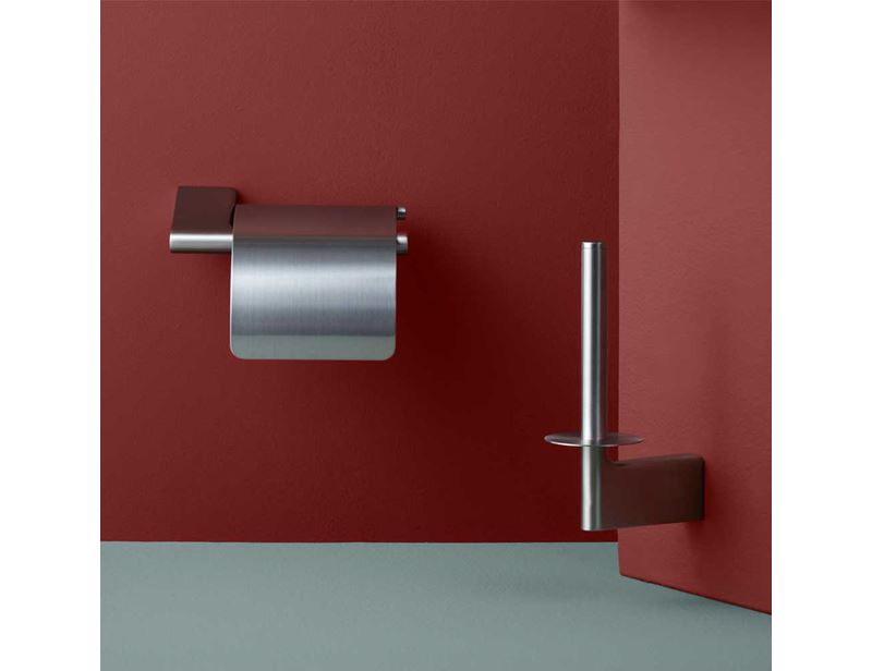 Toilet paper holder w/cover, brushed steel