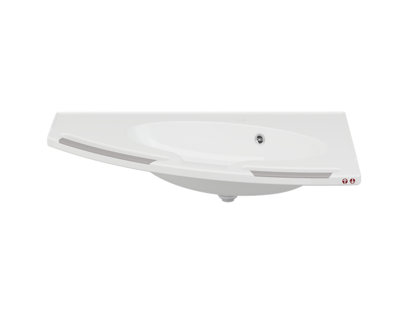 MATRIX ANGLE DEEP wash basin with overflow, left-facing, for powered basin unit