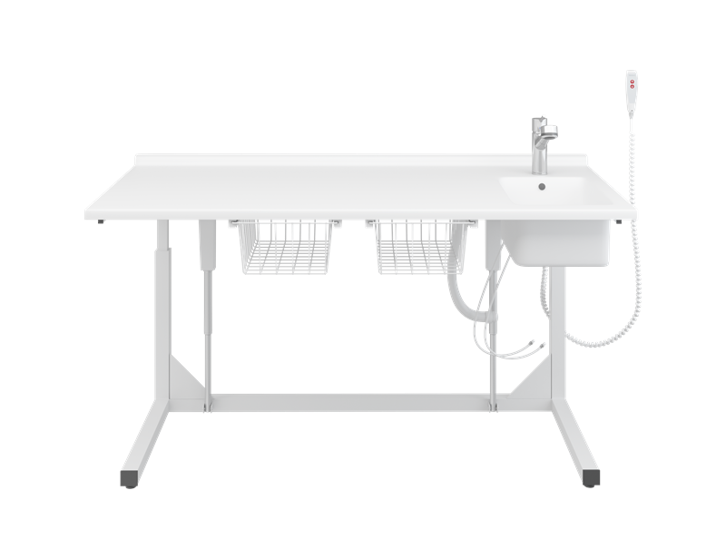 Skötbord, 800 x 1800 mm, elektrisk höjdreglerbart, med vask