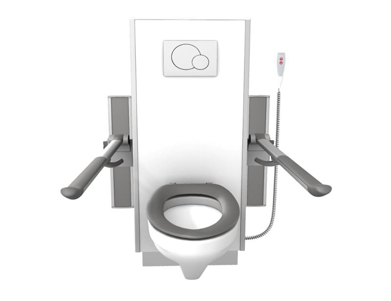 Oplossing met SELECT TL1 hoog-laag toiletsysteem elektrisch in hoogte verstelbaar, PLUS toiletsteunen, wandcloset en toiletzitting Dania