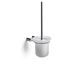 Toilet brush for wall with glass bowl, polished steel