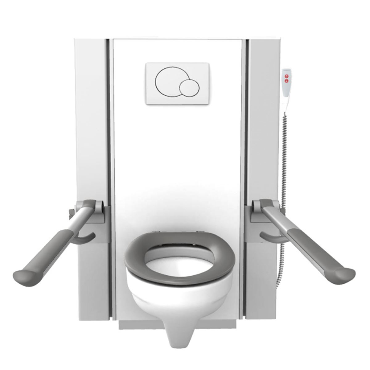 Solution with SELECT TL2 toilet lifter, support arms, toilet and toilet