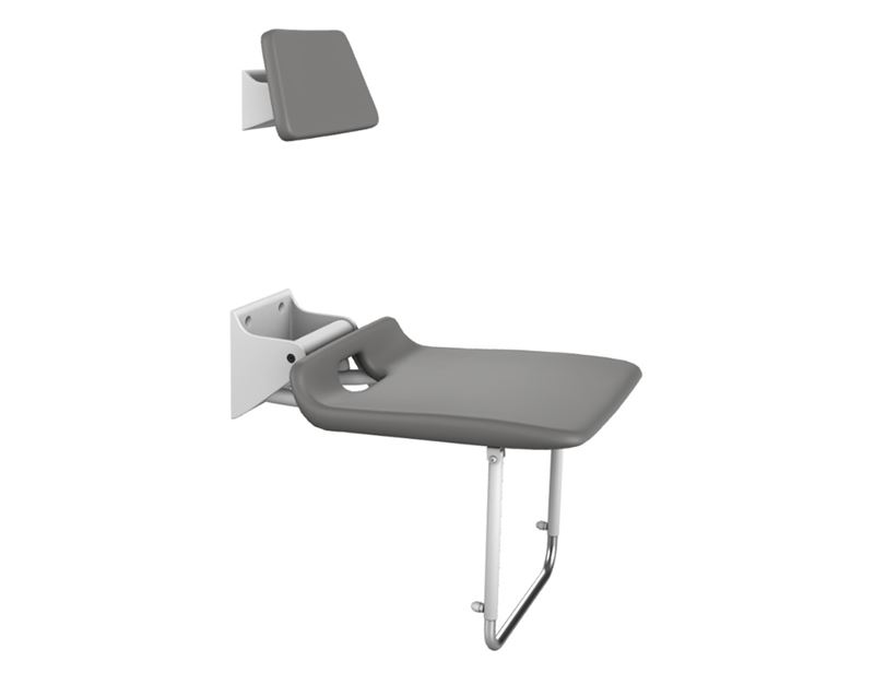 Solution with VALUE IV shower seat with supporting leg, fixed height and VALUE IV backrest 