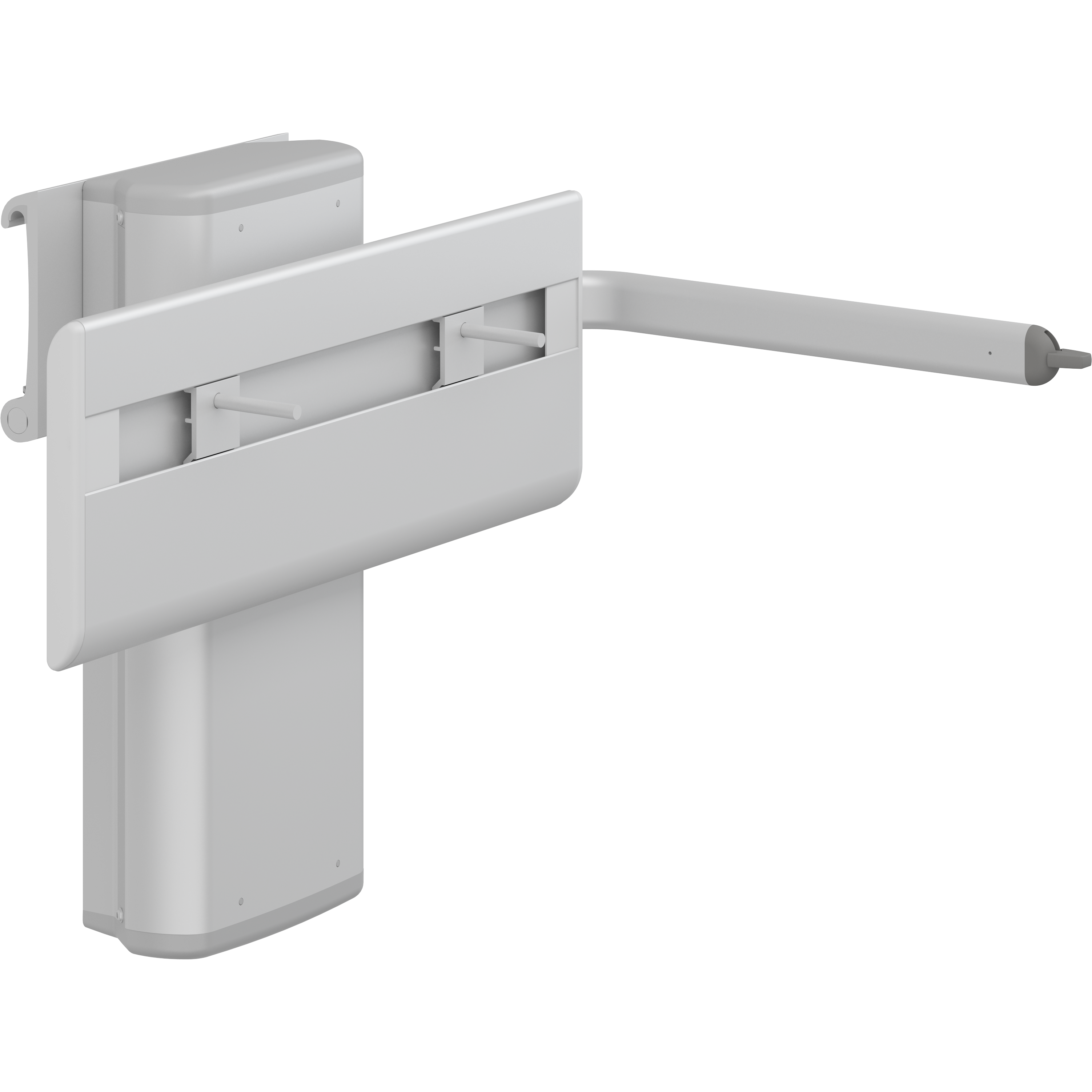 PLUS sink bracket with lever control, manually height adjustable and horizontally adjustable with pneumatic cylinder