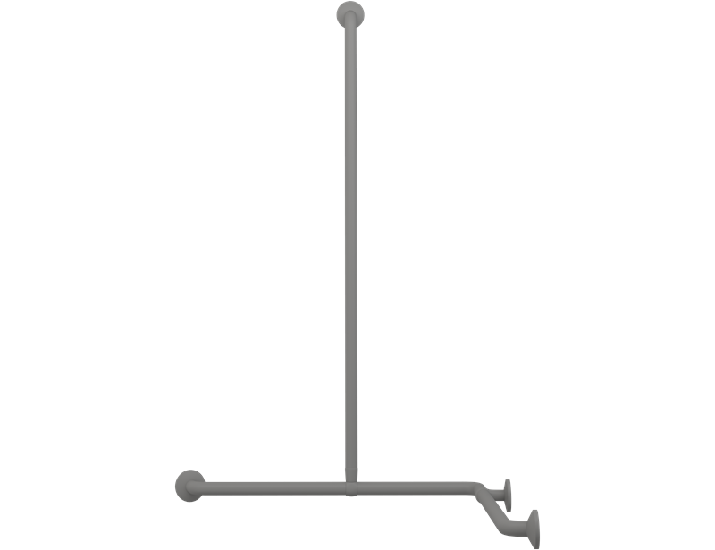 PLUS håndgrebshjørne med brusestang, højre/venstre vendbart, 762 x 762 x 1250 mm