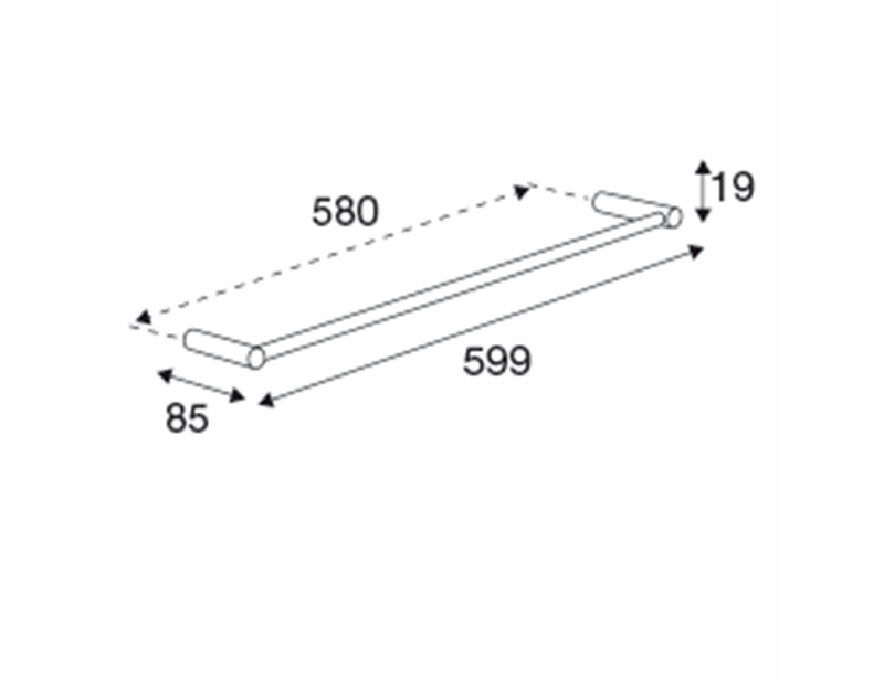 Pressalit Choice Porte-serviettes 60 x 8,5 cm, simple, acier poli