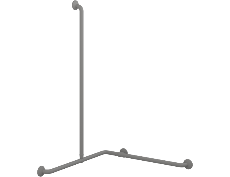 PLUS håndgrebshjørne med brusestang, højre/venstre vendbart, 762 x 762 x 1250 mm