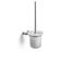 Toilet brush for wall with glass bowl, brushed steel