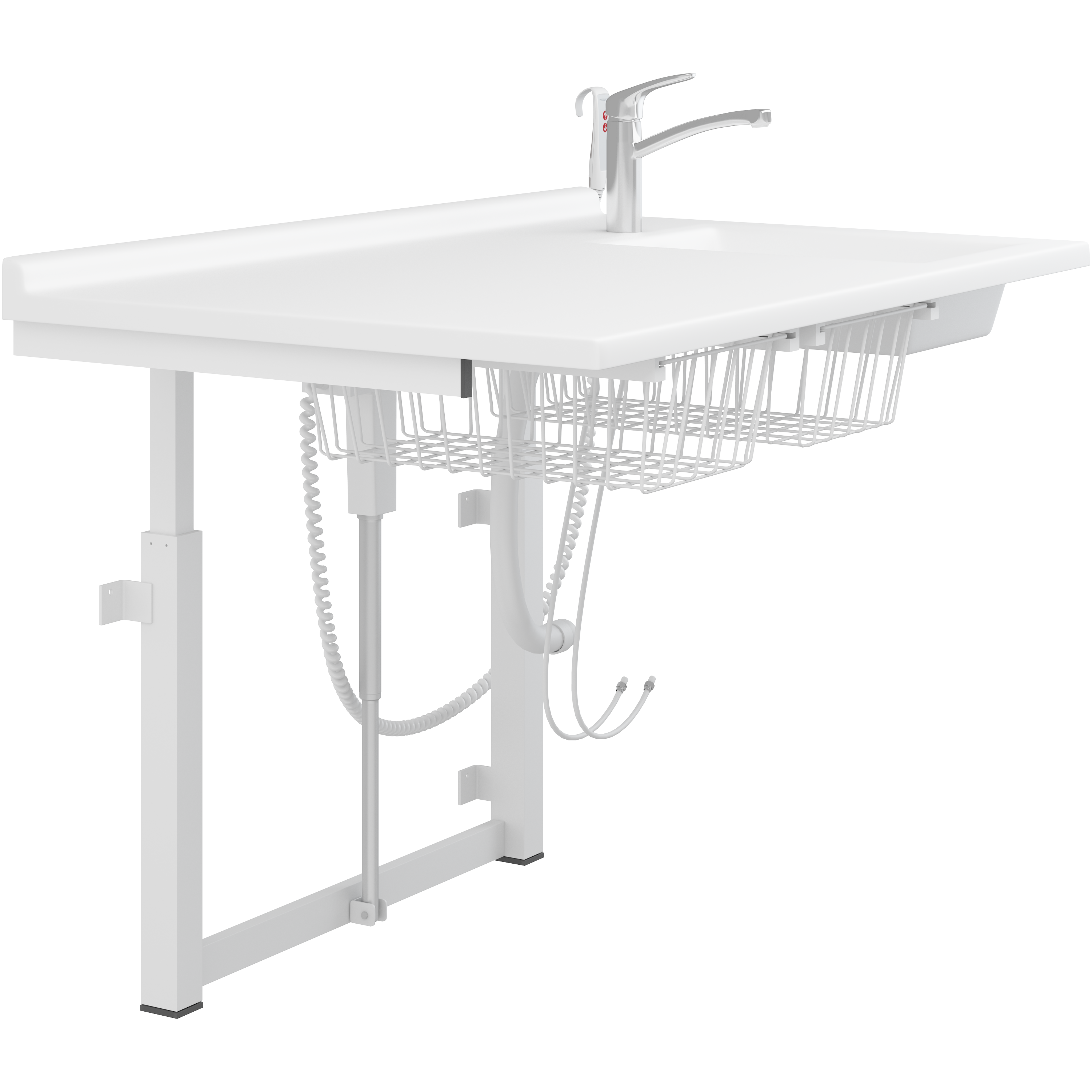 Skötbord, 800 x 1400 mm, elektrisk höjdreglerbart, med vask