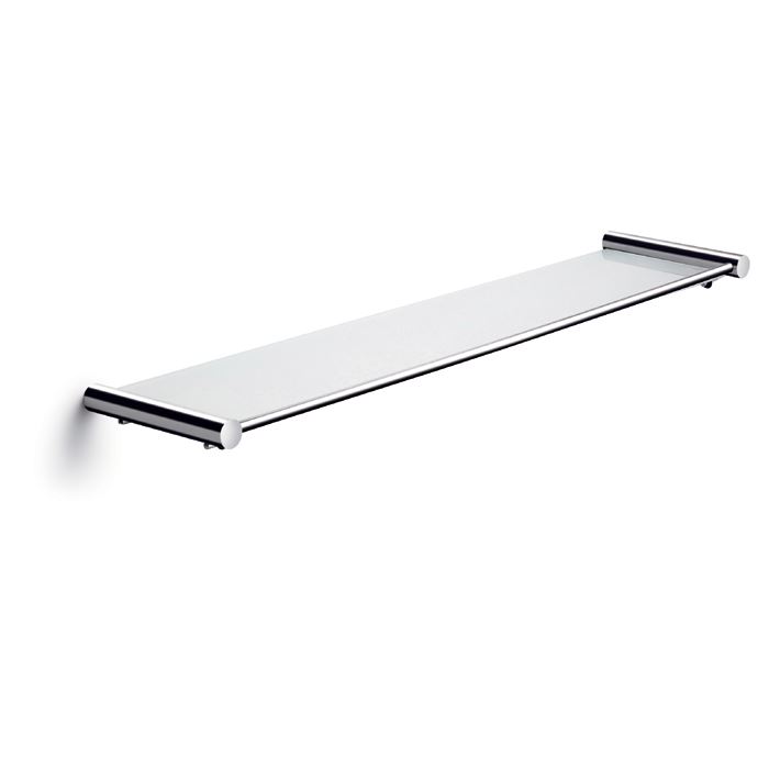 Shelf with glassplate 58,8 x 13,5 cm, polished steel